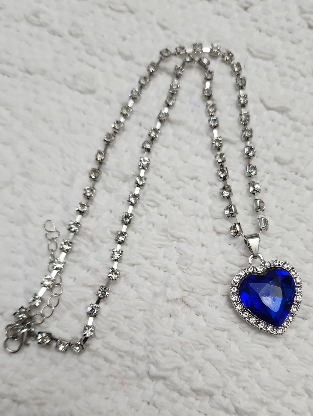 Vintage Luxurious Rhinestone Ocean Heart Shaped Pendant Necklace, Romantic